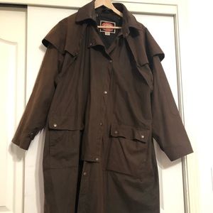 Full length oilskin drover coat